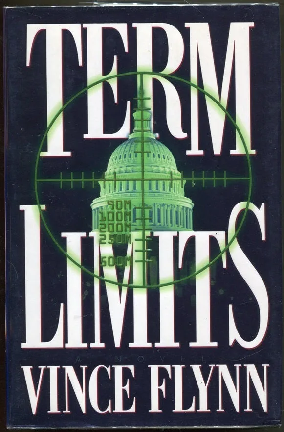 The cover of Vince Flynn's novel 'Term Limits' shows the U.S. Capitol building centered in a green sniper scope reticle with…