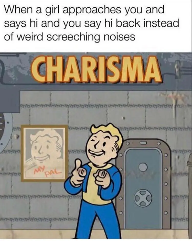 The image shows Vault Boy from Fallout, smiling and giving two thumbs up in front of a vault door. Above him, the word…