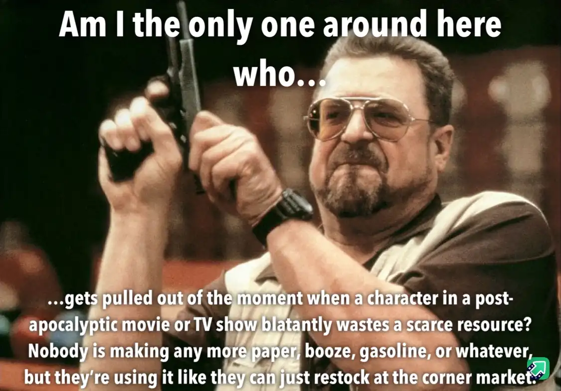 A man with a beard and aviator sunglasses holds a handgun with both hands, looking intensely at the viewer. White text…