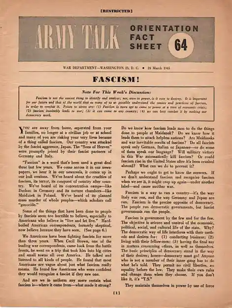 Fascism: When a Small Group Seizes Control Over Society - A 1945 US Army Perspective