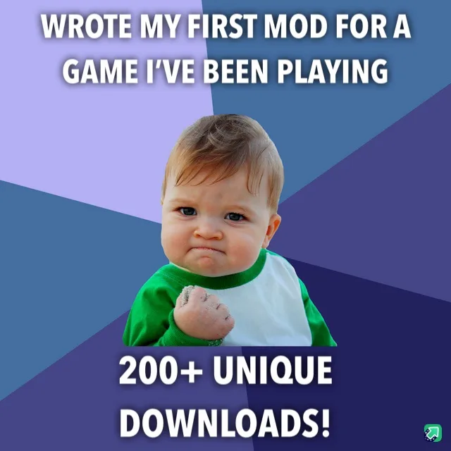 A baby with a green and white shirt and a clenched fist, looking smug and proud, set against a blue and purple geometric…