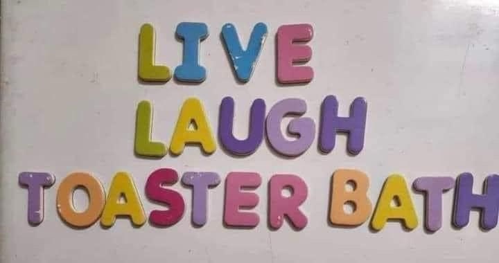 The image shows colorful, 3D plastic letters arranged on a plain white surface. The letters spell out 'LIVE', 'LAUGH', and…