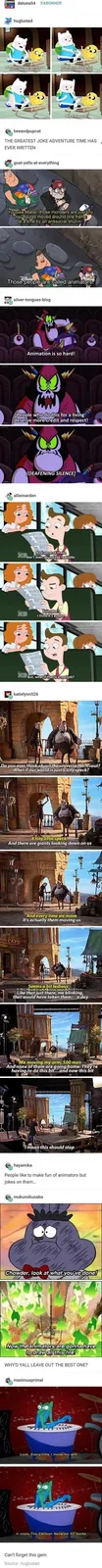 A vertical collage of animated scenes from various shows, including Adventure Time, Gravity Falls, and Chowder, each…