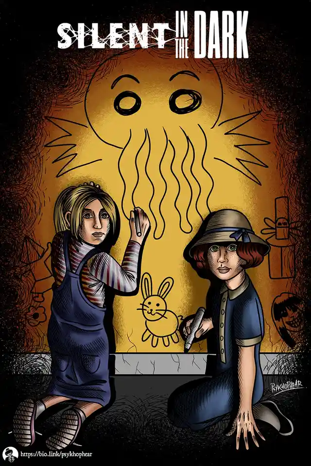 In the Stillness of Night: Two Girls from Different Worlds Create Their Imaginary Friend - Artwork by Me