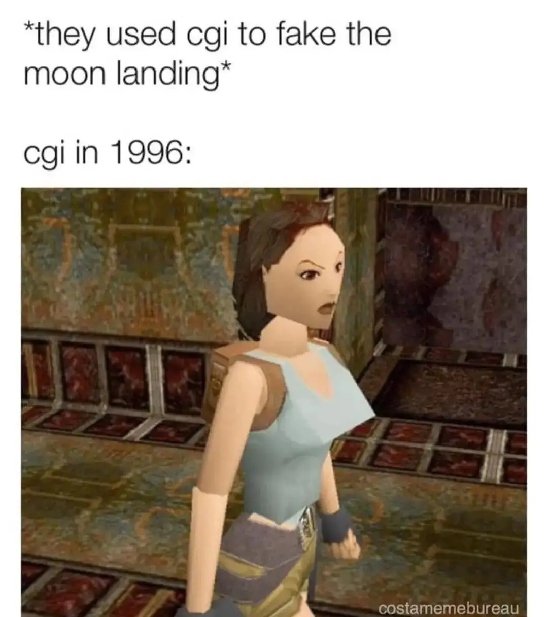 The image shows a low-polygon 3D model of a woman, resembling Lara Croft from the video game 'Tomb Raider: The Last…