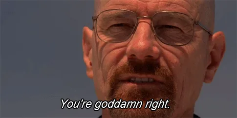 The image displays six panels of a close-up of Walter White from Breaking Bad, each showing him with a slightly different…