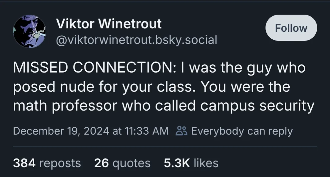 A screenshot of a social media post by Viktor Winetrout, showing a dark-themed interface with a profile picture and 'Follow'…