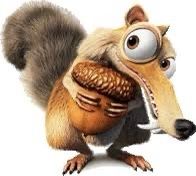 A cartoon squirrel with wide, panicked eyes clutches a large acorn tightly to its chest. The squirrel has a bushy tail…