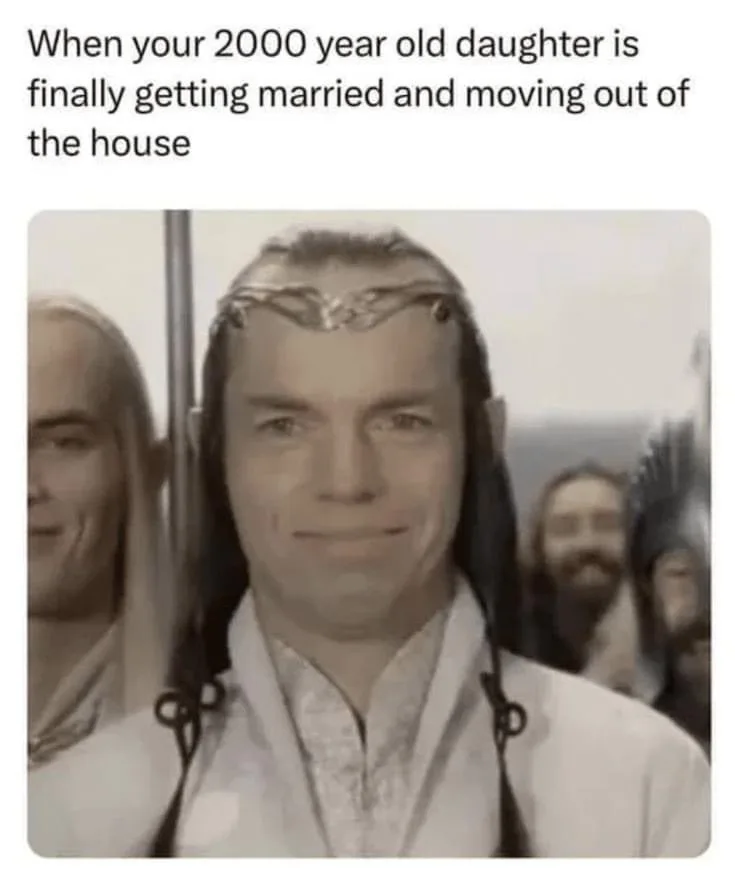 A sepia-toned image of a smiling elf from 'The Lord of the Rings' with a headband and long hair, overlaid with the text…