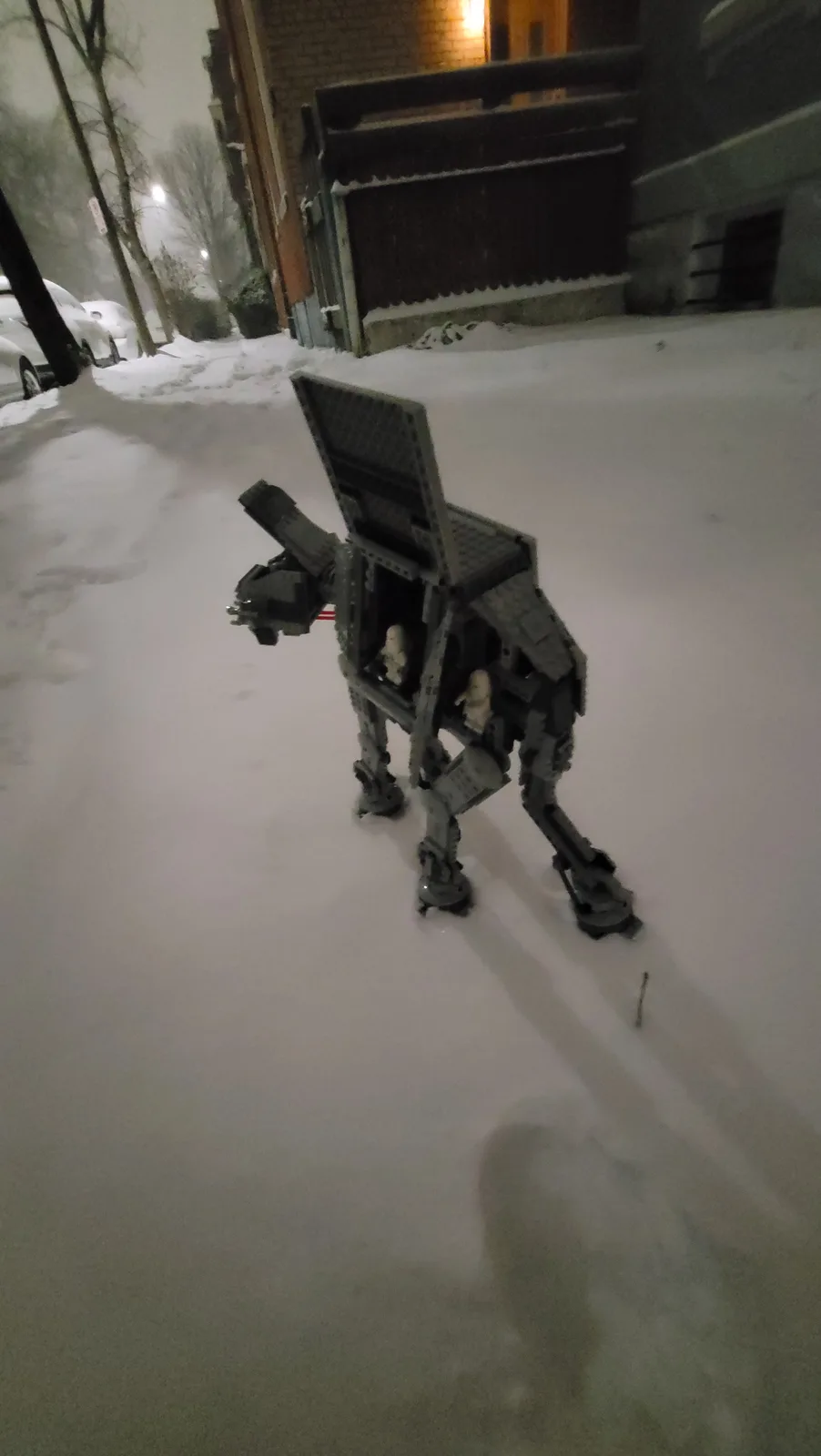 An AT-AT enjoying a snowy weekend in the Midwest.