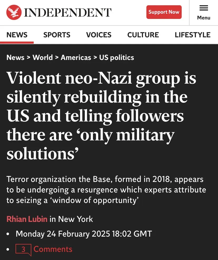 A screenshot of a news article from The Independent with a black background and white text. The headline reads 'Violent…