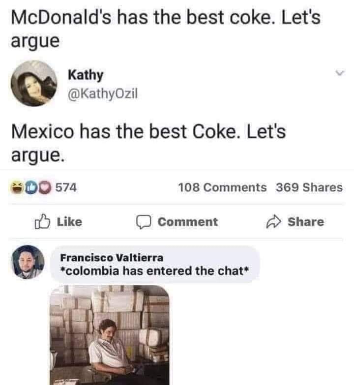 A screenshot of a Twitter thread shows user Kathy arguing that McDonald's has the best Coke, followed by a reply from…