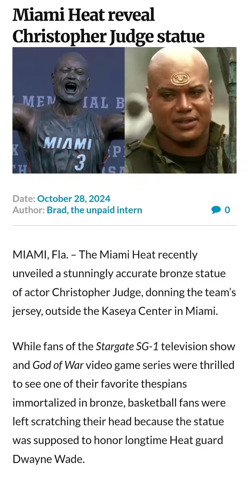 Teal'c of Chulak: Not a Miami Heat Player!
