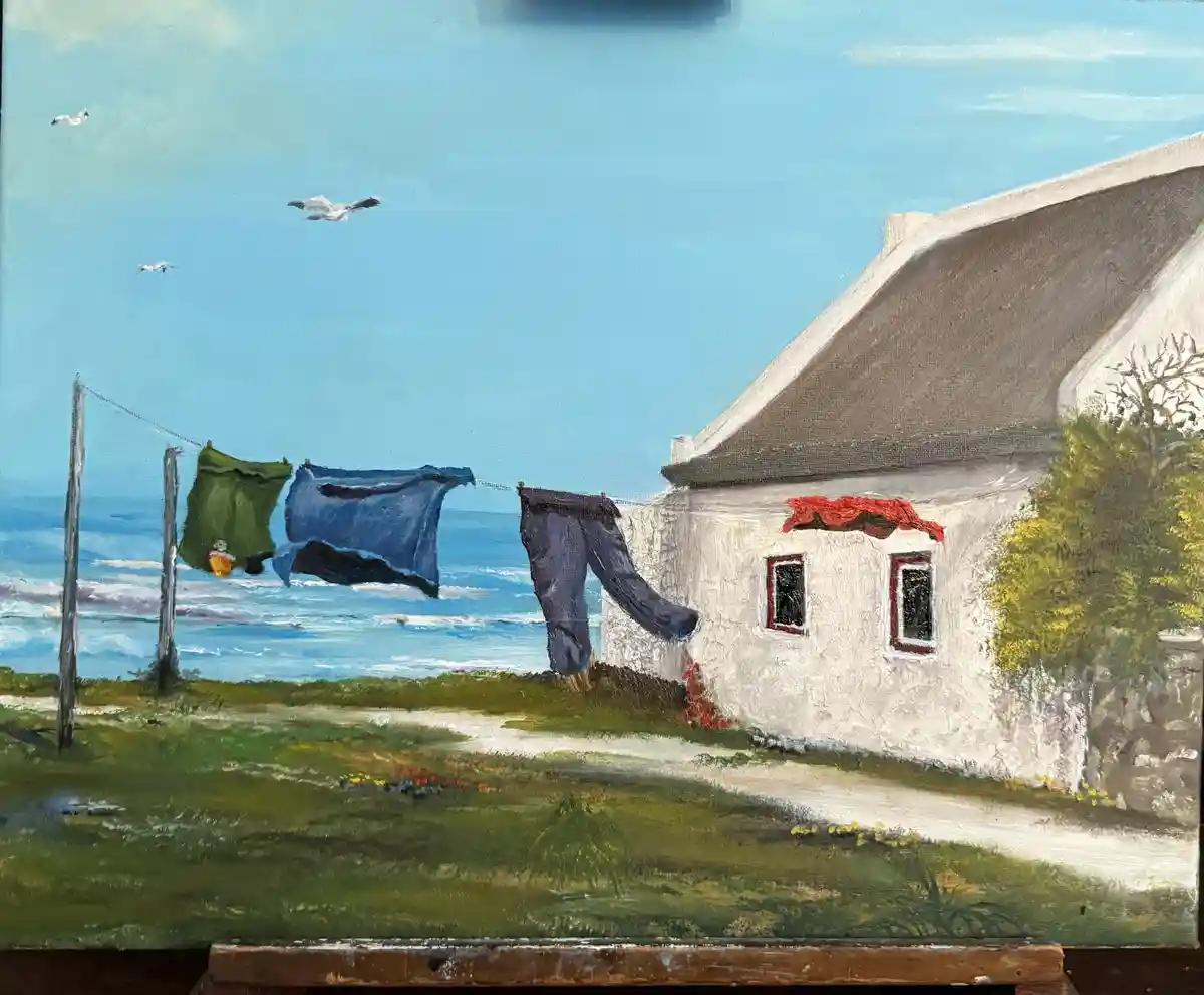 Charming Cottage by the Scottish Coast: A Beautiful Oil Painting