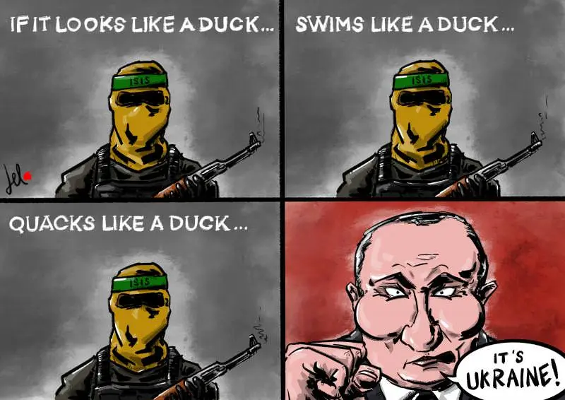 A four-panel comic strip shows a masked soldier holding a rifle in the first three panels, with text reading 'IF IT LOOKS…