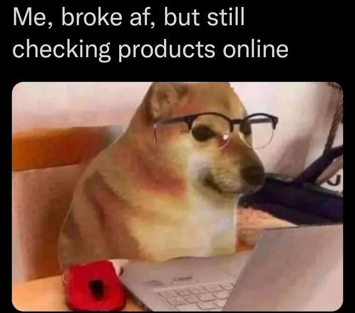 A shiba inu dog wearing glasses sits at a desk looking at a laptop, with a red poppy-shaped object nearby. The overlaid text…