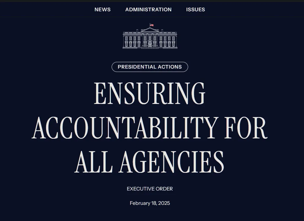 A screenshot of a government website header featuring the White House logo, navigation tabs for 'NEWS', 'ADMINISTRATION'…