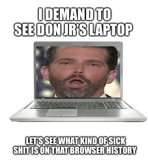 A silver laptop displays a close-up of a man with a beard and intense expression, mouth slightly open. Overlaid text at the…