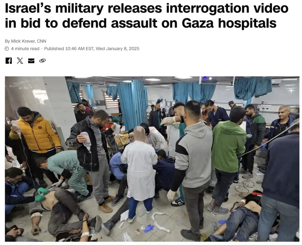 A chaotic hospital scene shows numerous people, including medical staff and civilians, attending to wounded individuals…