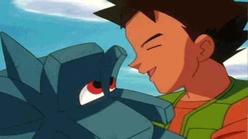 A six-panel anime sequence shows a boy and a blue robot-like creature sharing a happy moment, then the robot's eyes change…