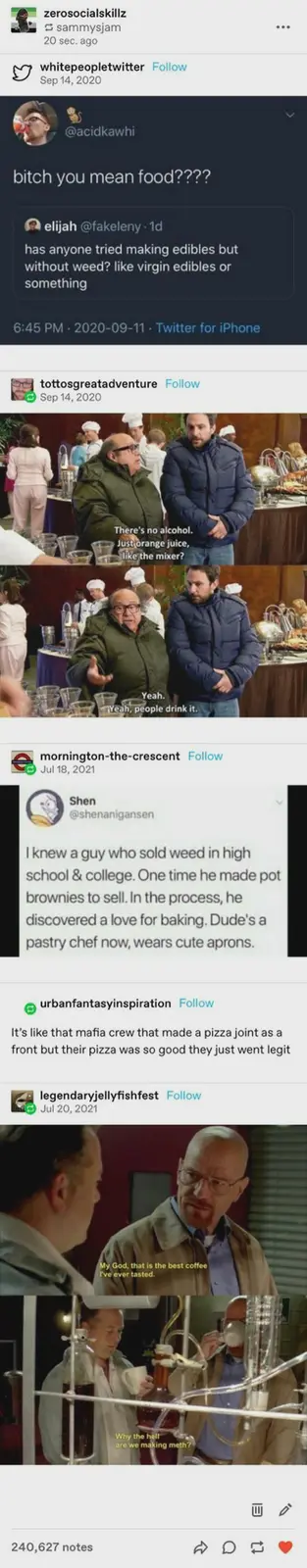 A screenshot of a Twitter thread where a user asks if anyone has tried making edibles without weed. The thread includes a…