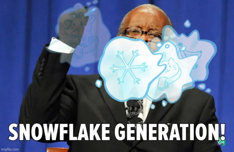 A man in a suit and glasses, with a serious expression, is shown with cartoon snowflake and winter-themed graphics overlaid…