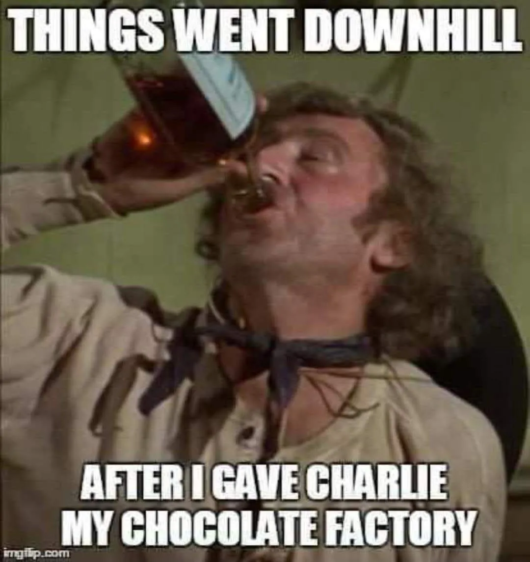 A man with curly hair and a bandana is shown drinking from a bottle, looking distressed. The text overlaid on the image…