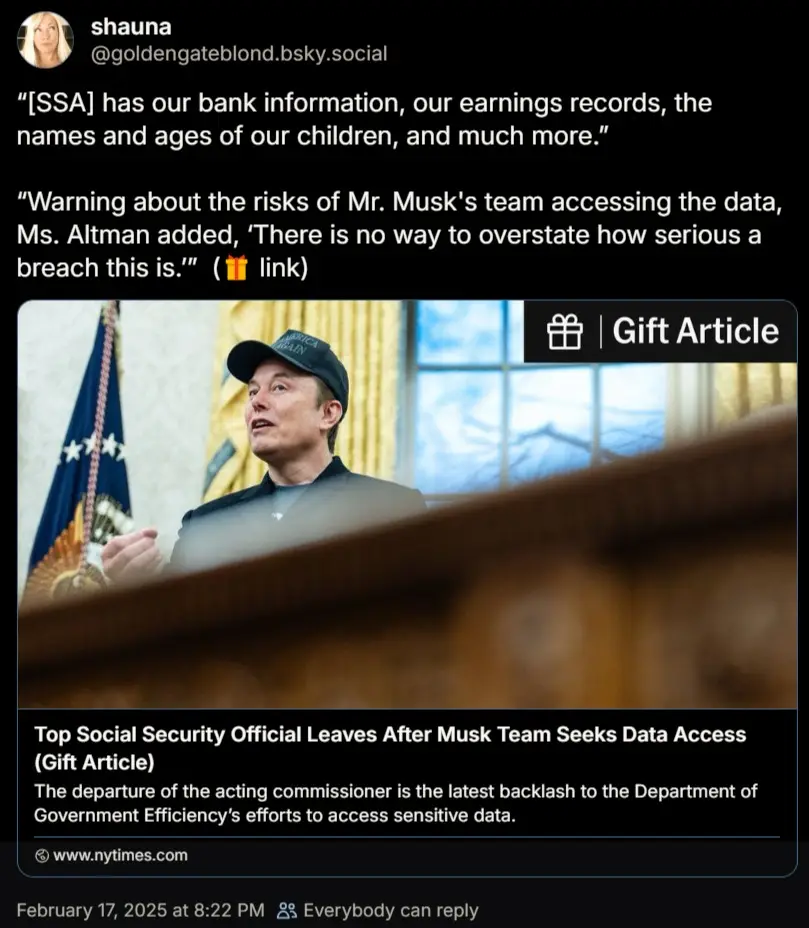 A screenshot of a social media post showing a photo of Elon Musk wearing a 'MAKE AMERICA GREAT AGAIN' cap while speaking at…