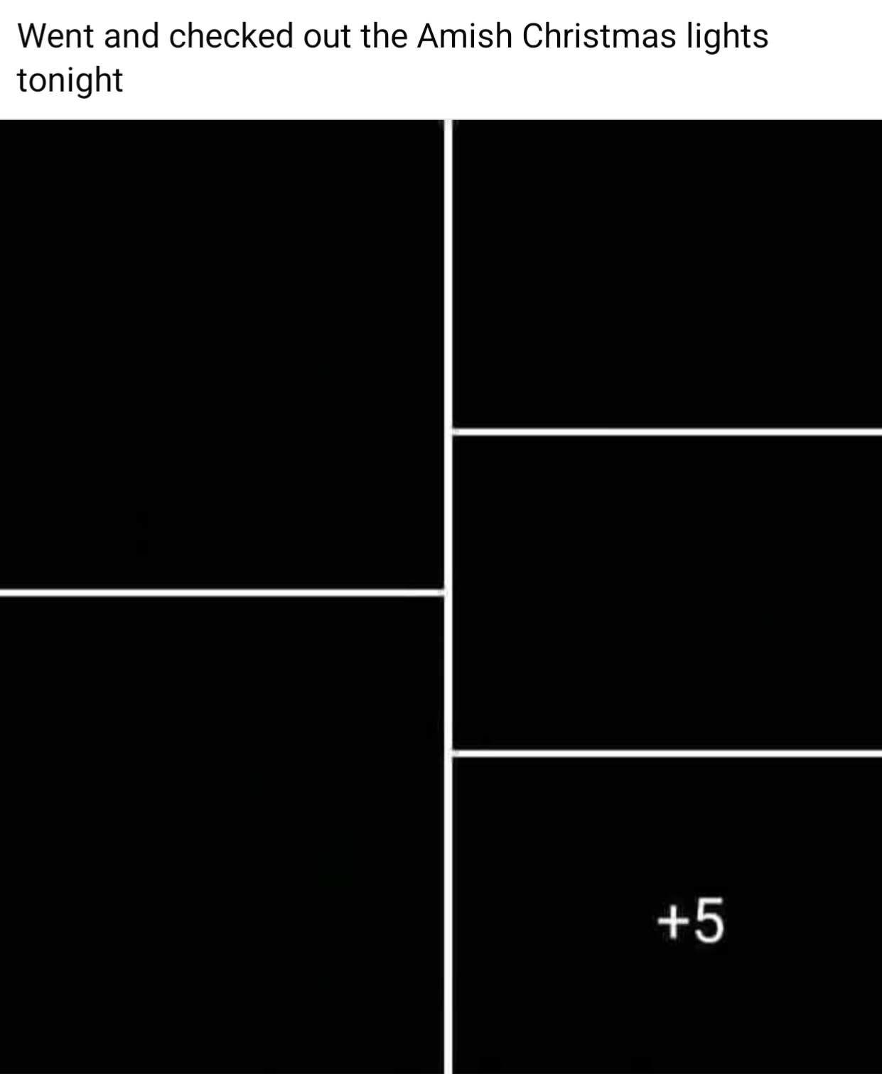 The image is a five-panel meme template with four black panels and one black panel containing the text '+5'. The top panel…