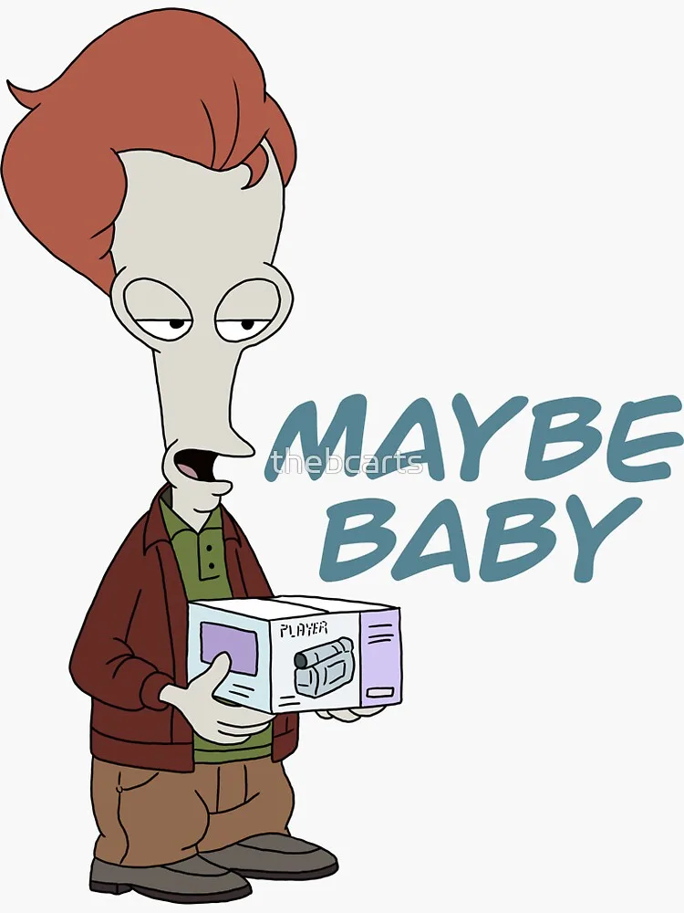 A cartoon character with a tall, thin face and red hair holds a box labeled 'PLAYER' with a camcorder image. Large blue text…