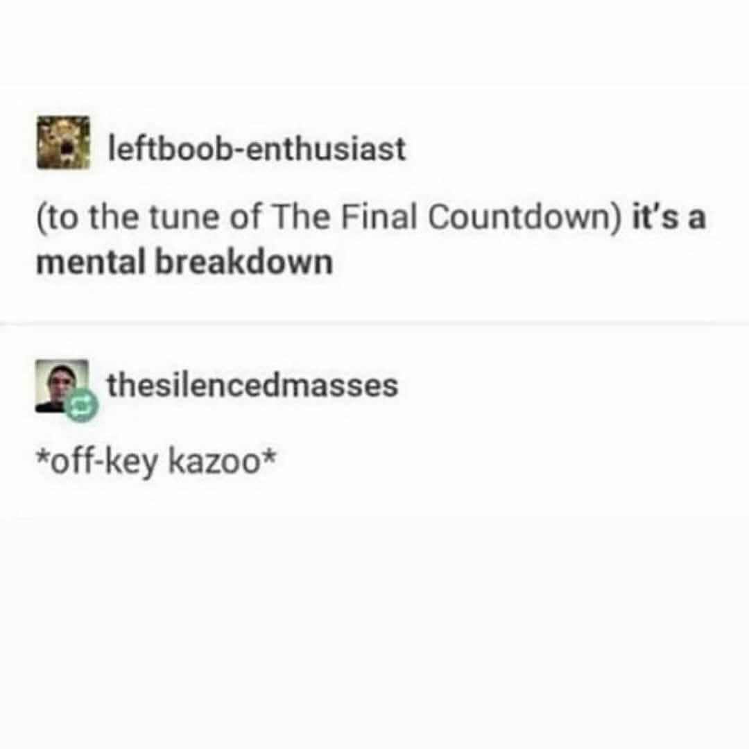 The image shows two Reddit-style comment entries. The first, from 'leftboob-enthusiast', reads '(to the tune of The Final…