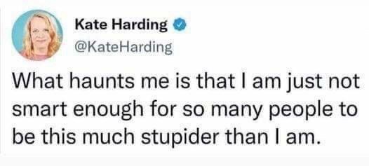 A screenshot of a tweet from Kate Harding, showing her profile picture and verified blue checkmark. The tweet text reads…