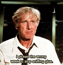 Six panels show actor Dustin Hoffman in a white shirt and tie, progressively becoming more distressed as he holds a small…