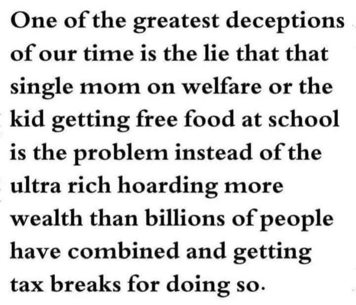 The image displays a plain white background with black serif text that reads: 'One of the greatest deceptions of our time is…