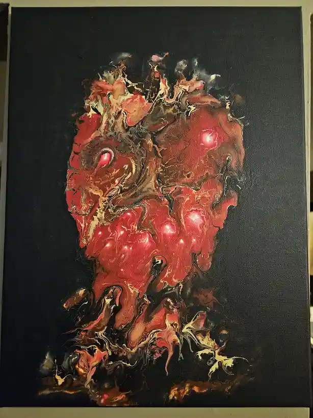 Check out 'The Damned' - a striking acrylic canvas, 12x16.