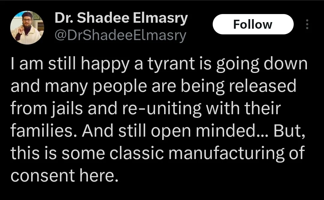 A screenshot of a tweet by Dr. Shadee Elmasry, who is shown in a circular profile picture wearing a white coat and glasses…