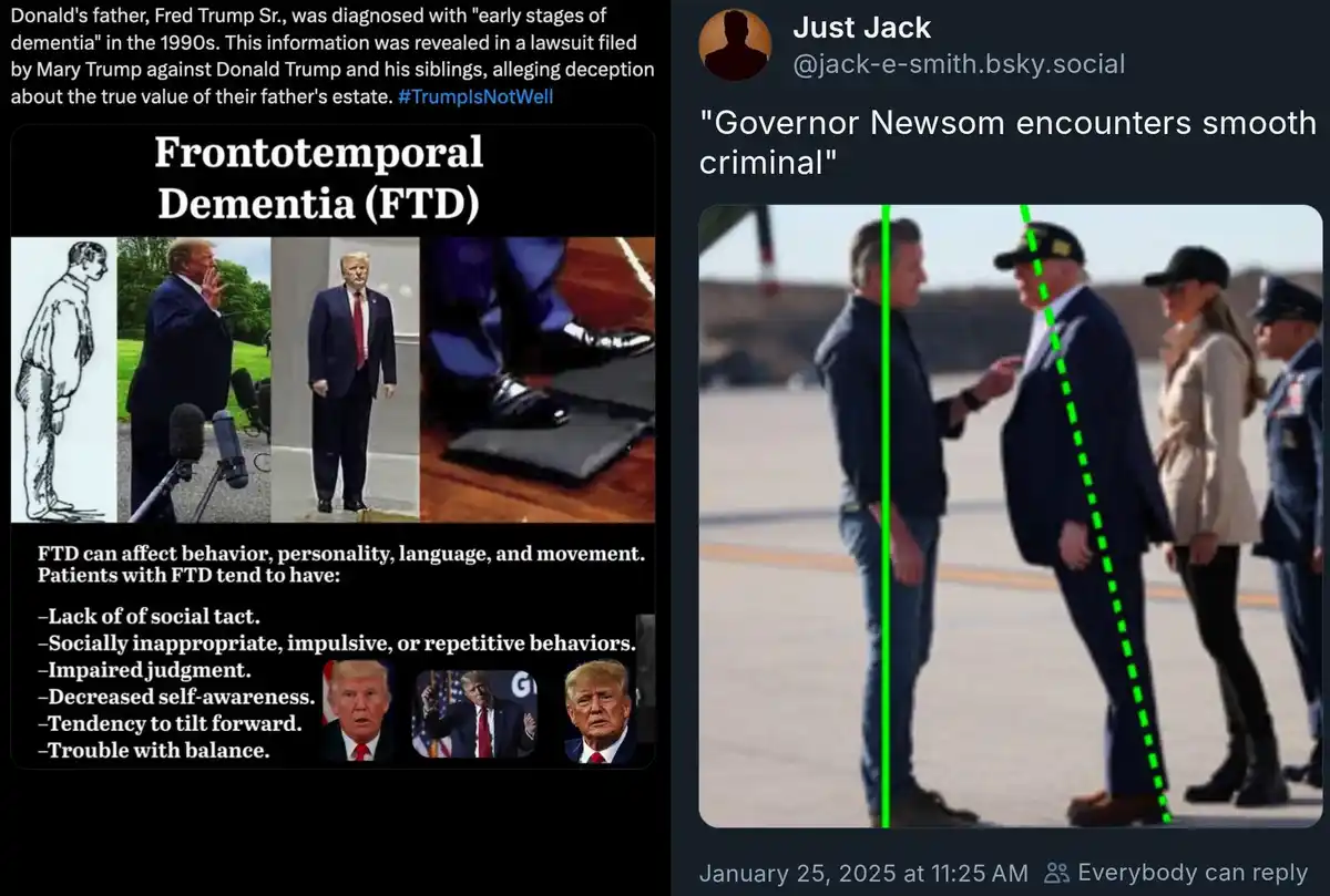 The image displays a split-screen. On the left, a graphic titled 'Frontotemporal Dementia (FTD)' lists symptoms like…