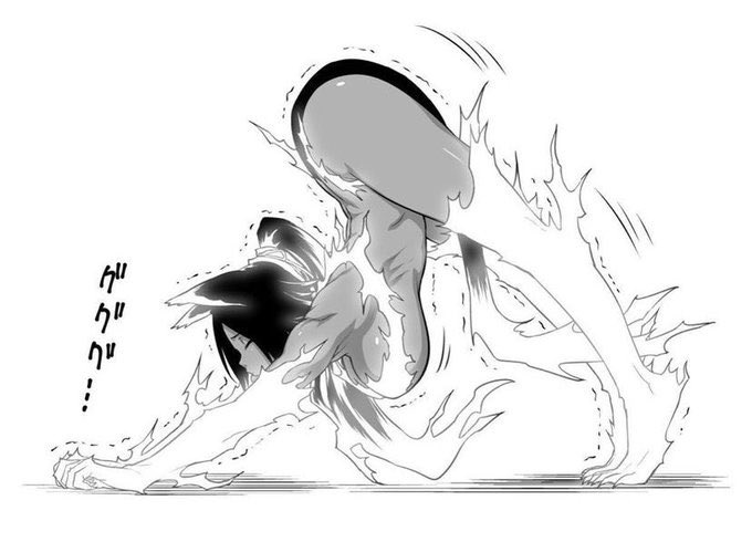 A black-and-white anime-style illustration shows a character with spiky hair being violently thrown backward by an unseen…