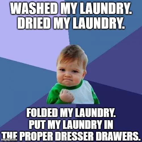 A baby with a smug, self-satisfied expression, wearing a green and white shirt, is shown against a blue and purple geometric…