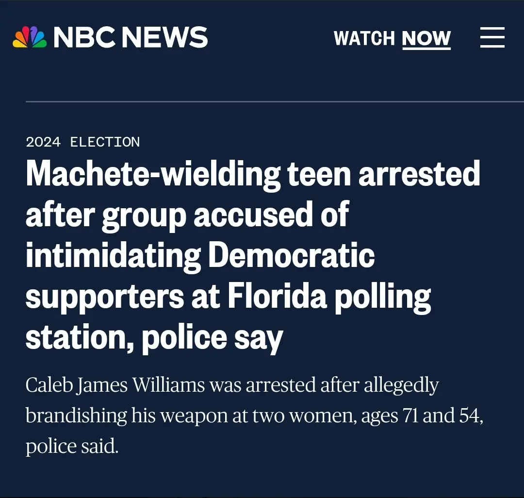 A screenshot of an NBC News article with a dark blue background and white text. The headline reads 'Machete-wielding teen…
