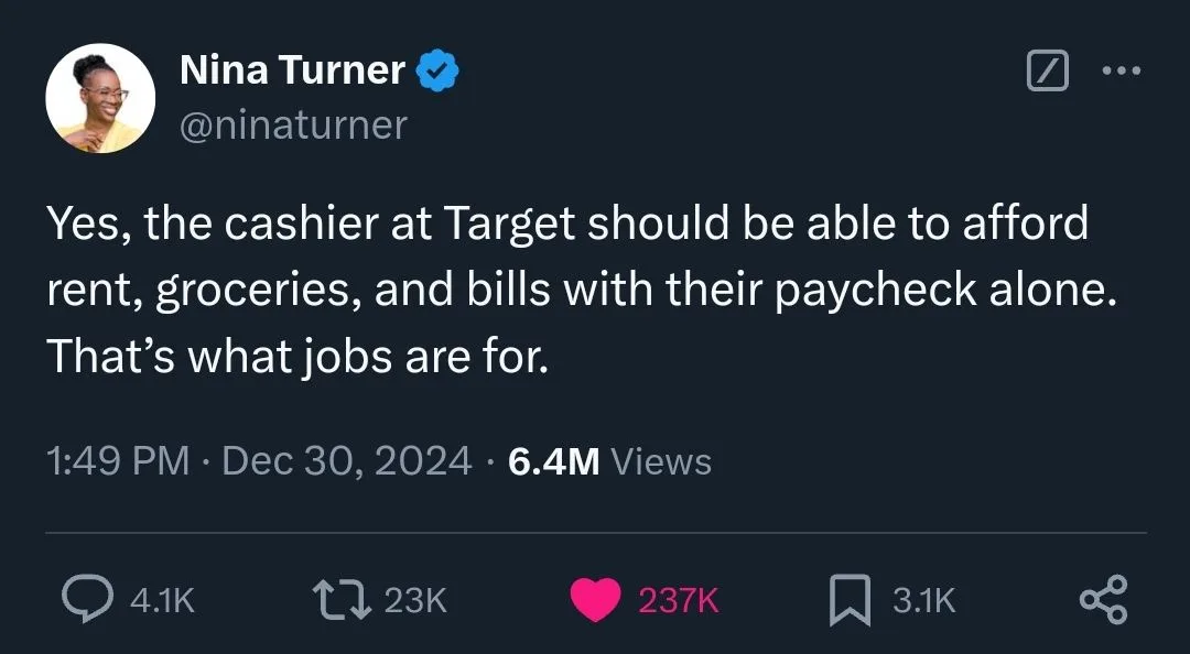 A screenshot of a verified Twitter post by Nina Turner, showing her profile picture, handle, and tweet text. The tweet…