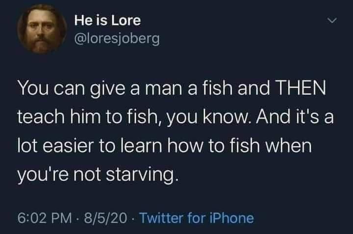 A screenshot of a tweet from a Twitter account named 'He is Lore' (@loresjoberg) with a profile picture of a man with a…