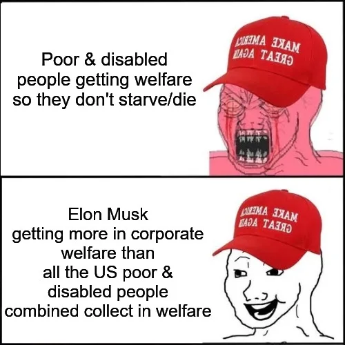The image is a two-panel meme featuring the 'Trump crying' template. In the top panel, a red-capped, screaming Trump-like…
