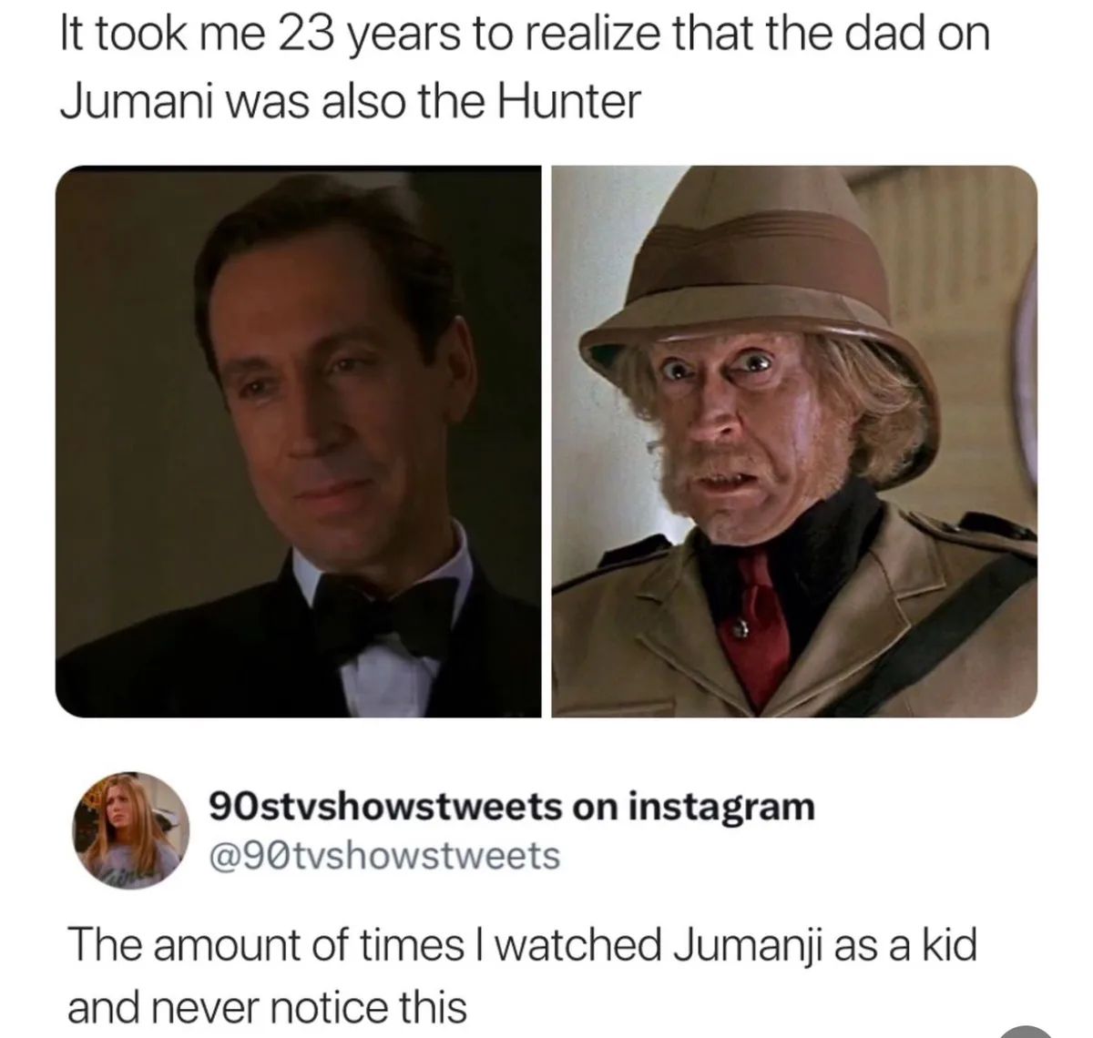The image displays two side-by-side stills of actor Robin Williams: on the left, he appears calm in a tuxedo with a bow tie…