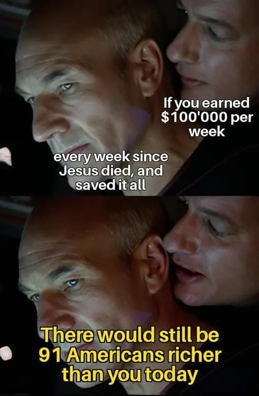 The image is a two-panel meme featuring a close-up of Patrick Stewart as Captain Picard from Star Trek, looking serious and…