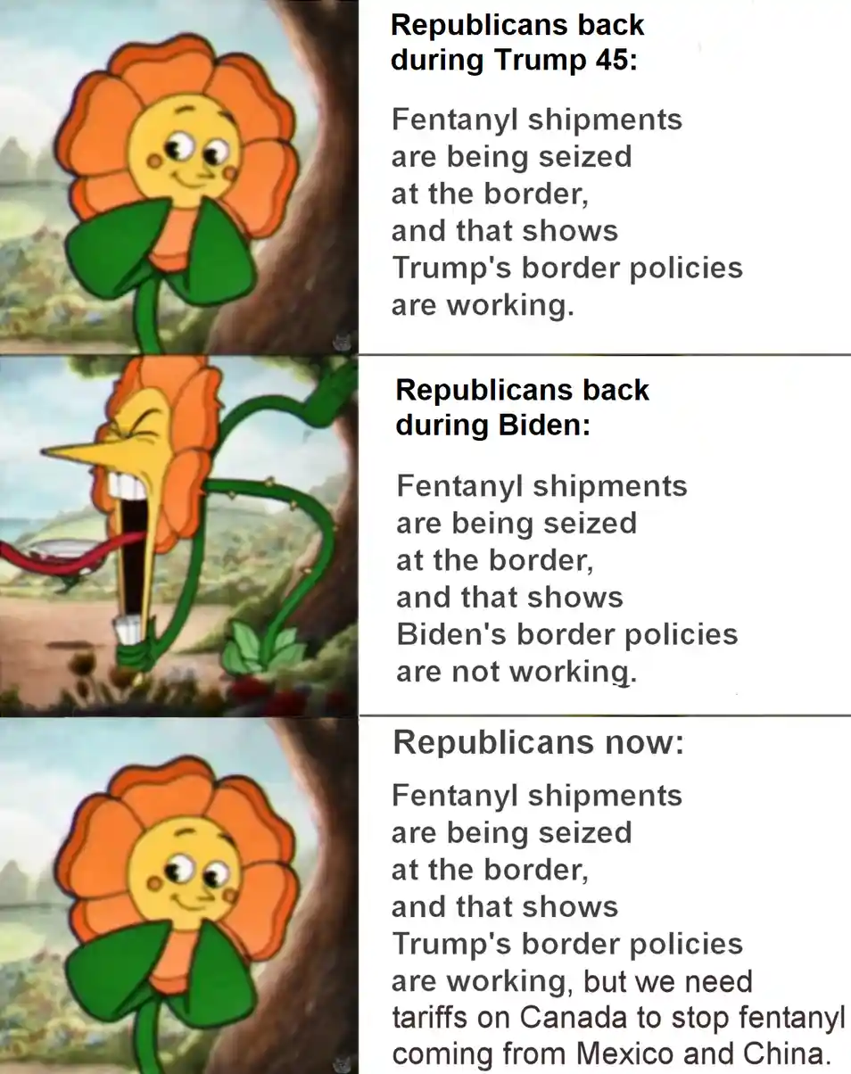 A three-panel meme using the 'sunflower' template, showing a cartoon sunflower with a smiling face in the first and third…