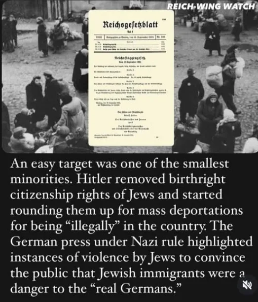 A black-and-white historical photo shows a crowd of people, some seated, others standing, in what appears to be a public…