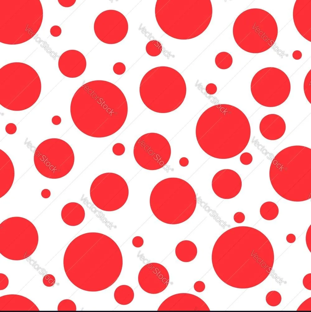 The image displays a white background covered with numerous red circles of varying sizes, arranged randomly without any…