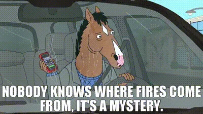 The image shows six panels of the animated character BoJack Horseman sitting in a car, holding a phone, with the text…