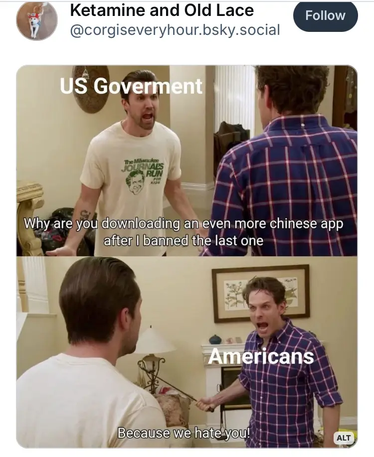 A two-panel meme featuring a scene from the TV show 'The Office'. In the top panel, a man labeled 'US Goverment' angrily…